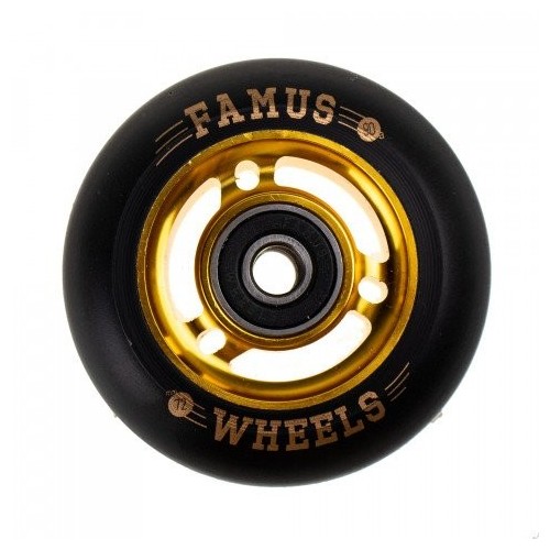 Famus Wheells 3 Spokes Gold/Black  72mm - 90A + ABEC 9 (1pcs)
