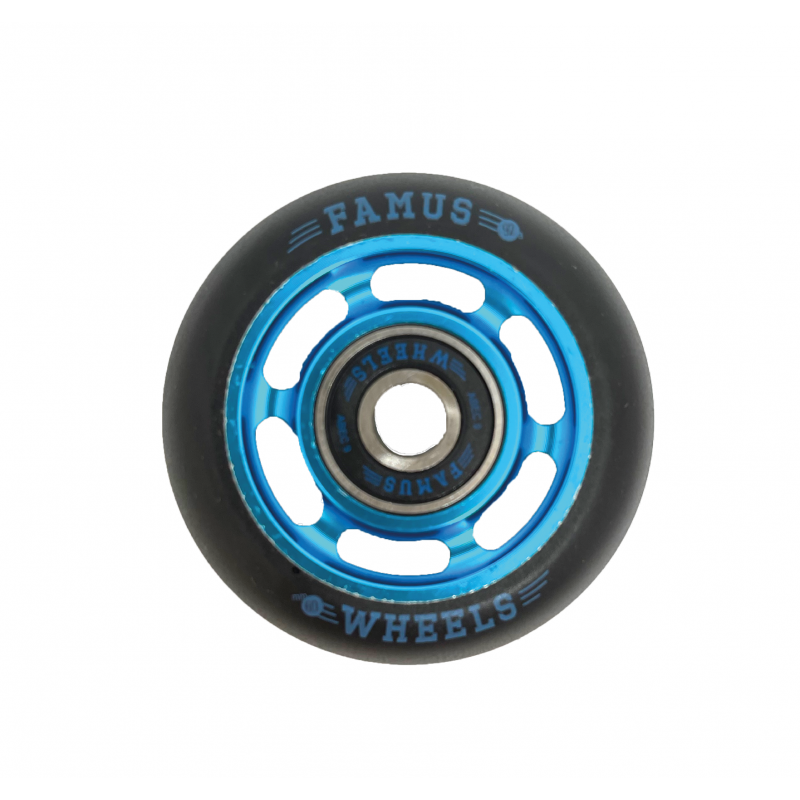 FAMUS Wheels 6 spokes Blue/Black  60MM - 92A + ABBEC 9 (1PCS)