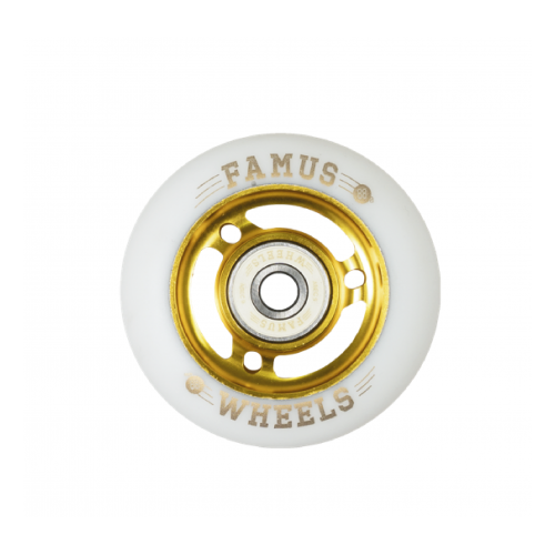FAMUS Wheels 3 spokes Gold/White 64MM - 88A + ABBEC 9 (1PCS)