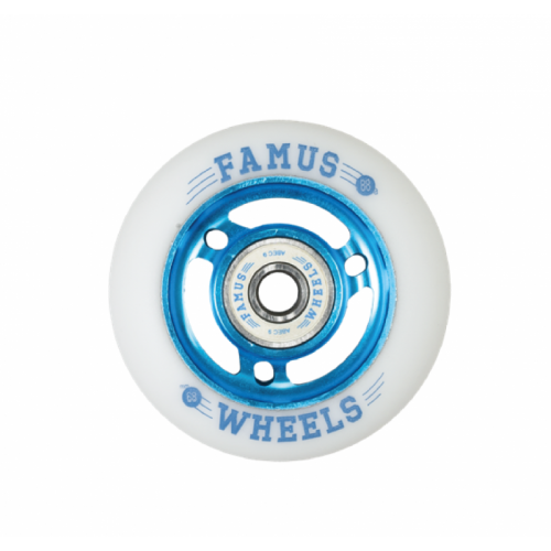 FAMUS Wheels 3 spokes Blue/White   64MM - 88A + ABBEC 9 (1PCS)